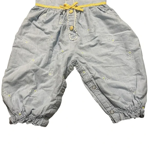 Vintage Easter Outfit Baby Girls 12M Bunny 90s Blue Embroidered Romper Jumper - Picture 3 of 7